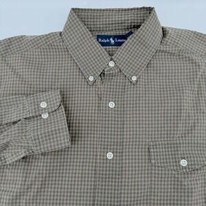 Ralph Lauren Mens L Shirt Long Sleeve Button Down 100% Cotton Small Check